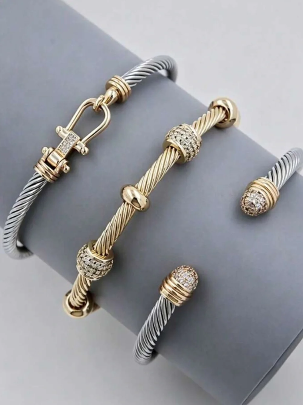 Twisted Cable Bracelet with Gold-tone Clasp